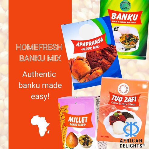 2 lb African Delights Banku Flour Gluten-Free Millet Flour Mix Made from Cassava, Corn & Millet Instant African Banku