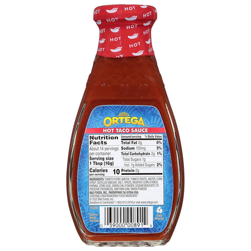 8 (Pack 12) Ortega Original Taco Sauce, Hot, Ounce