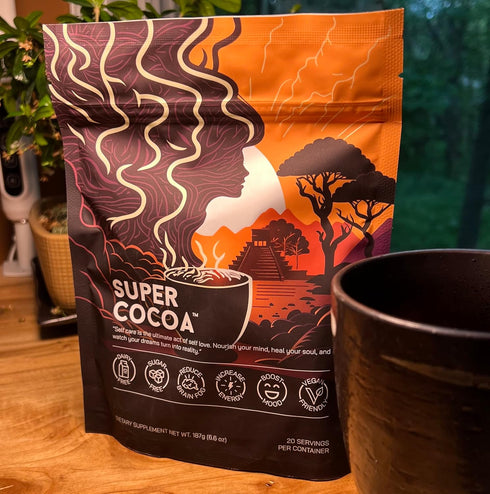 Super Cocoa Coffee Alternative Hot Chocolate Mix - Nootropics Brain Support Supplement for Memory & Focus - Mushroom