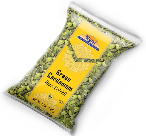 Rani Green Cardamom Pods Spice (Hari Elachi) 1.4oz (40g) | All Natural | Vegan | Gluten Friendly | Kosher | Product of