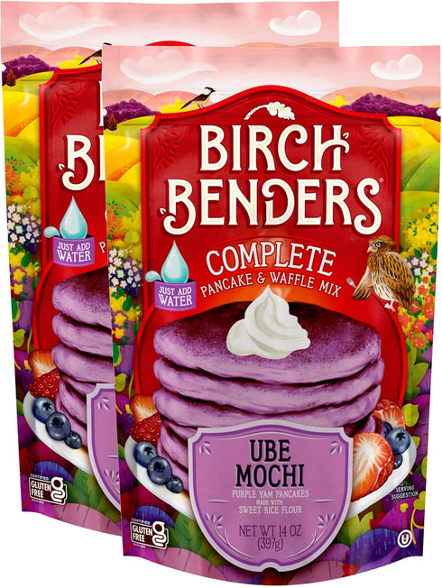 Birch Benders Ube Mochi Pancake & Waffle Mix, 14 oz Bag (Pack