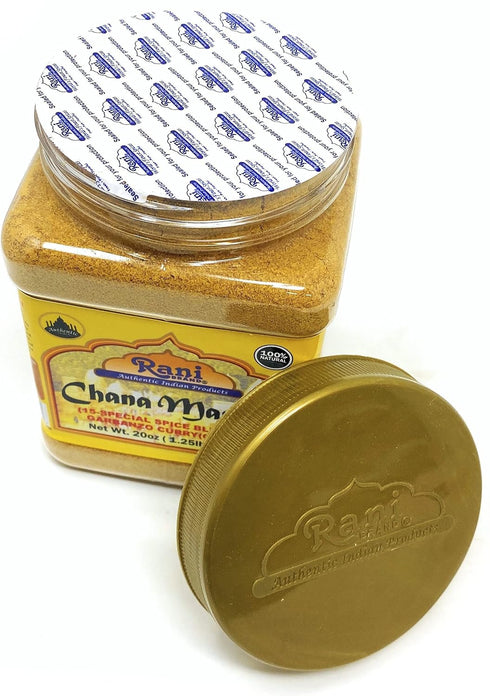 15-Spice 20oz (1.25lbs) 567g Rani Chana Masala (Garbanzo Curry Blend) PET Jar ~ All Natural | Vegan | No Colors |