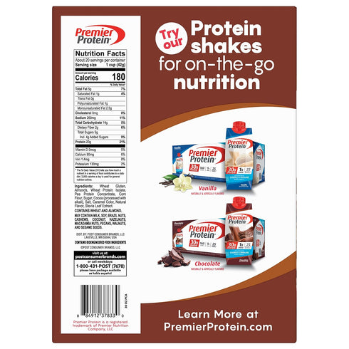 20g 30 OZ Post Premier Protein Chocolate Almond Cereal, Chocolatey Protein Cereal Flakes with Sliced Almonds, Contains