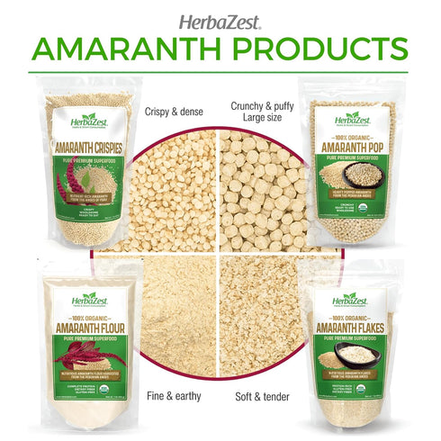 1 LB HerbaZest Amaranth Flour Organic USDA Certified, Vegan & Gluten Free Superfood Perfect for Baked & Non-Baked