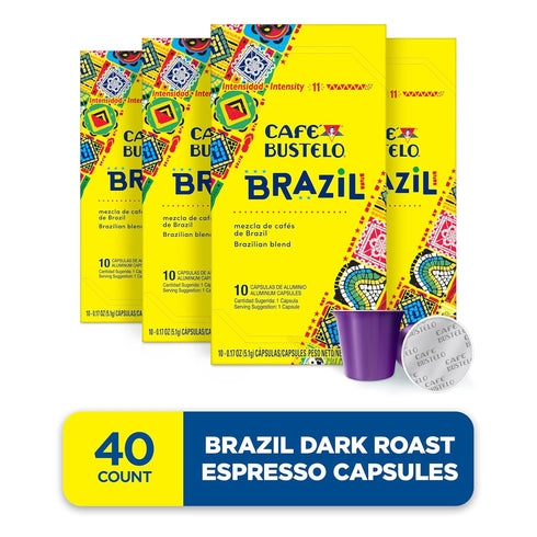 11, 40 Count Caf Bustelo Aluminum Espresso Capsules, Brazil Blend, Nespresso Original Line Compatible, Intensity
