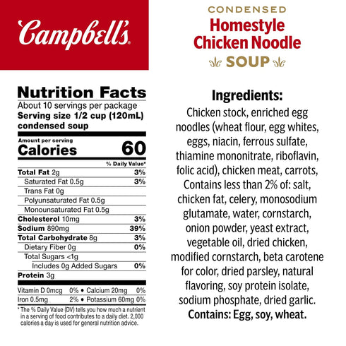 10.5 (Pack 4) Campbell's Condensed Homestyle Chicken Noodle Soup, Ounce Can
