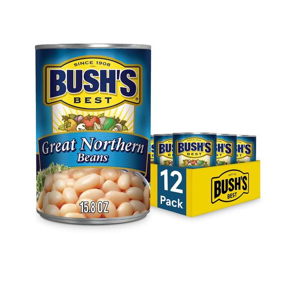 BUSH'S BEST 15.8 oz Canned Great Northern Beans, Source of Plant Based