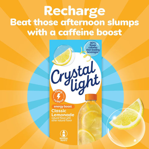 10 Packets Crystal Light Energy Boost Lemonade Drink Mix, ct On-the-Go