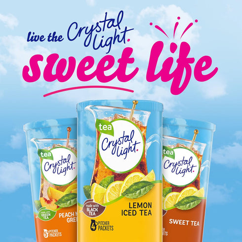 (16 Packets, 4 Packs 4) Crystal Light Lemon Iced Tea Drink Mix Pitcher