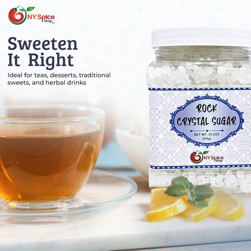 1.7 (27.2 NY SPICE SHOP Rock Crystal Sugar Pound Ounce) Jar Candy Crystals Sugar Rocks Whole Crystals Rock Candy Rock