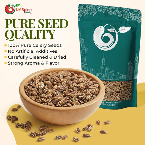 5 NY Spice Shop Celery Seeds - Pound Whole Dried Celery Spice for Cooking Pickling Seasoning Baking and Salad Dressings
