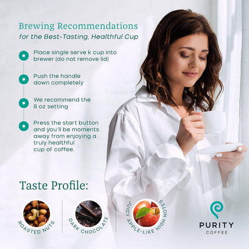 (12ct Purity Coffee FLOW Original Medium Roast K Pod Capsules Box) | Specialty-Grade USDA Organic Arabica Blend | Third