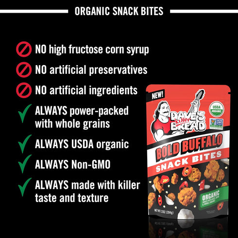 7.2 oz Dave's Killer Bread Bold Buffalo Organic Snack Bites, Buffalo Flavored Organic Snacks