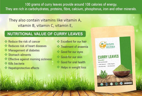 100% Natural Dried Curry Leaves Powder, 150gms / 5.3 oz for Hair Growth