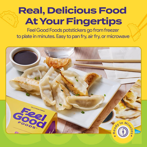 10oz Frozen Feel Good Foods Vegetable Potstickers Dumplings with Tamari Dipping Sauce, Gluten Free