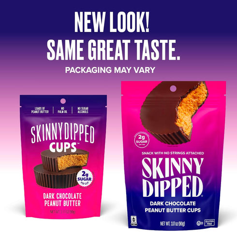 Pack, 3.2oz, 4 Pack (24 SkinnyDipped Peanut Butter Cups Variety Low Sugar, Gluten Free, Low Calorie, Cups Total)
