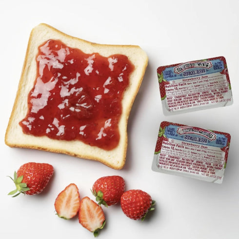 Movelo Pack 20 (0.375 oz Sugar Free Jam Variety Single-Serve Cups Each) Grape, Strawberry & Blackberry Individual