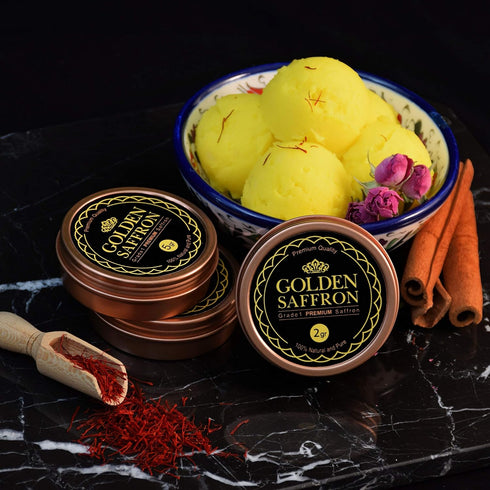 (5.0 Golden Saffron, Finest Pure Premium All Red Saffron Threads, Grade A+ Super Negin, Non-GMO Verified. For Tea