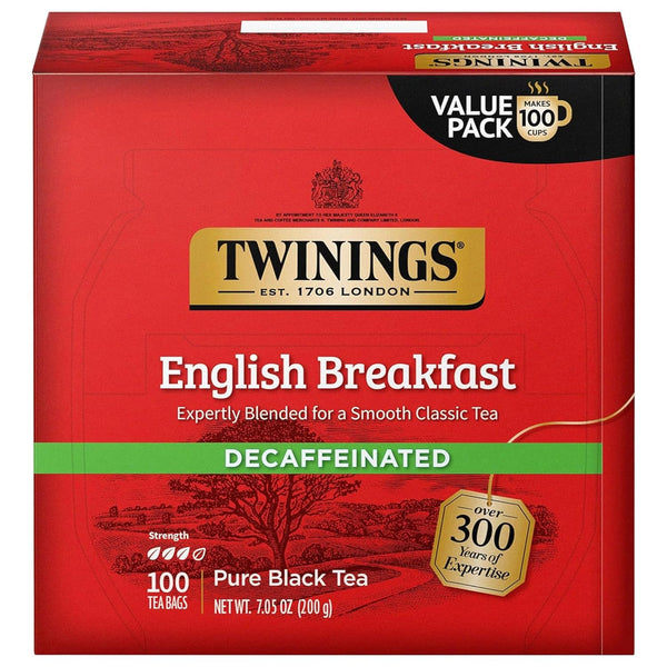 Twinings Decaffeinated English Breakfast Black Tea Individually Wrapped Bags, 100 Count (Pack