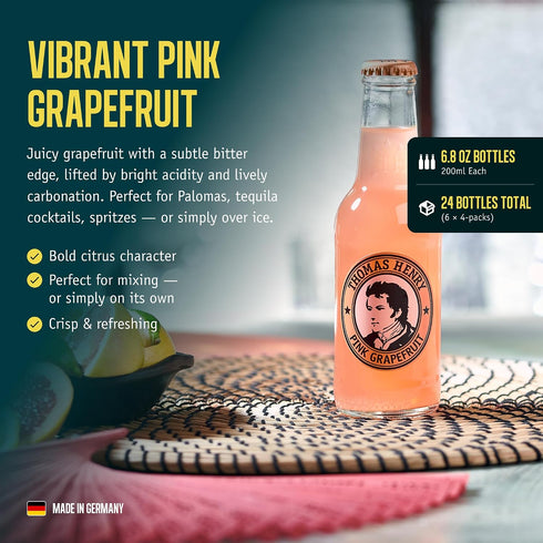 6.8 Oz (200 ml) 24 Pack, Thomas Henry Mystic Mango Soda, Premium Tropical Cocktail Mixer, Fl Bottles, Made in Germany