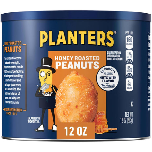 12 oz PLANTERS Honey Roasted Peanuts, Jar, Planters Honey Roasted Peanuts