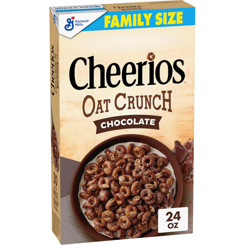 Cheerios Oat Crunch Chocolate Breakfast Cereal, Made with Whole Grain, Family Size,
