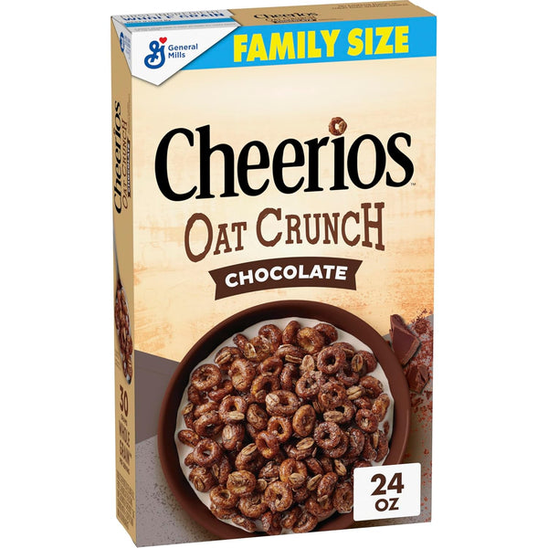 Cheerios Oat Crunch Chocolate Breakfast Cereal, Made with Whole Grain, Family Size,