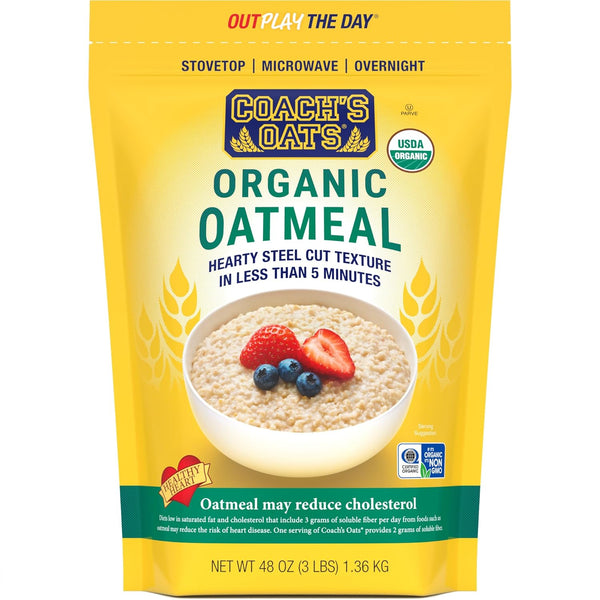 COACH'S OATS Organic Whole Grain Oatmeal 3 lbs | Cracked n Toasted