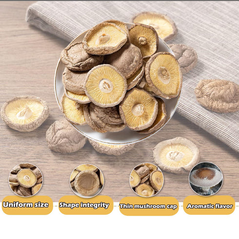 VIGOROUS MOUNTAINS Dried Shiitake Mushrooms for Cooking, Pure Aroma, Thin Cap without Stem, 3.53OZ