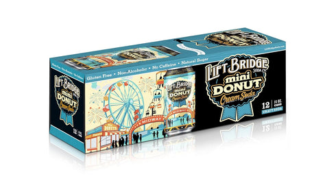12-Pack, 16 oz Lift Bridge Mini Donut Cream Soda, Real Cane Sugar, Craft Soda, Gluten-Free, Caffeine-free, Vegan, Cans