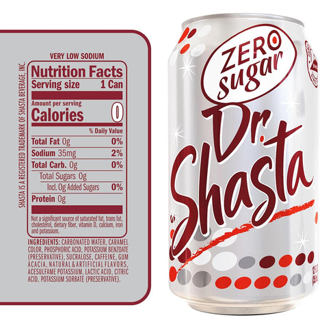 12-Pack 12oz Shasta Zero Sugar Dr. Shasta | of Cans | Spicy Cherry Cola Flavor | Sugar-Free & Caffeinated