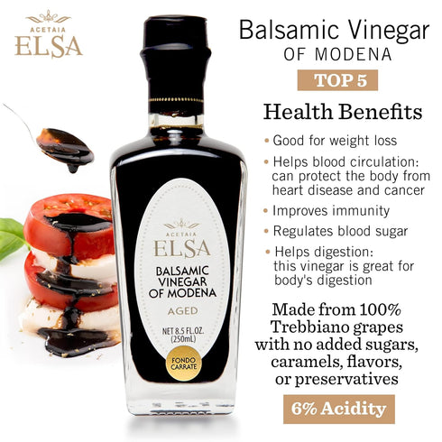 12 250ml (8.5oz) Elsa Aged Balsamic Vinegar of Modena, Vecchia Era, Aged Years