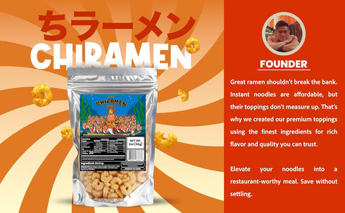 CHIRAMEN Freeze Dried Shrimp Ramen Toppings Real Cooked Shrimp for Ramen, Cup Noodles, Soup & Instant Noodle Bowls Easy