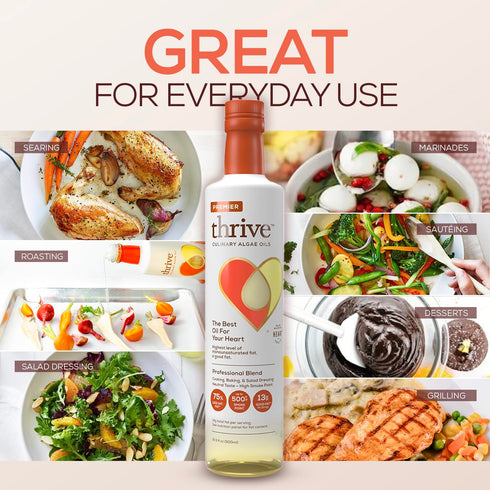 Omega-9 (90%), Omega-6, 16.9 oz, 1 Pack Thrive Algae Cooking Oil - Premier Culinary Blend, Heart and Health-Conscious