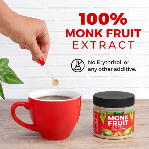 100% (90X 25% (3oz, 1700 Monk Fruit Extract Sweeter Than Sugar) Monk Fruit Sweetener No Erythritol, Sugar Substitute