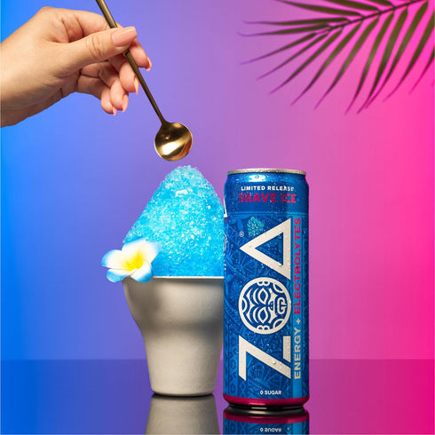 160 12 oz 12 Pack ZOA Sugar Free Energy Drink with Electrolytes, Blue Raspberry Shave Ice, Vitamin C, B Vitamins +