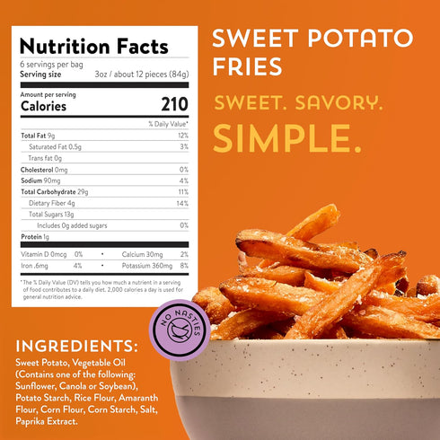 15 oz., Strong Roots Oven Baked Sweet Potato Fries, Vegan & Gluten Free, Low in Sugar, Salt & Saturated Fat, No Trans