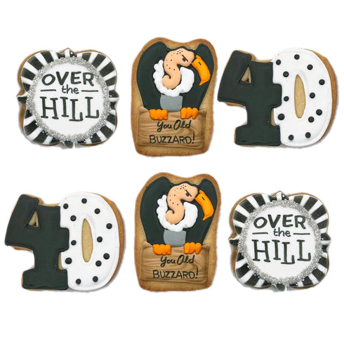 BakersDozenToGo Old Buzzard Custom Over the Hill Age Cookies- Set of 6 Crunchy