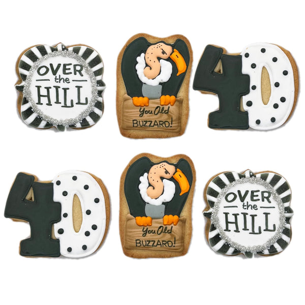 BakersDozenToGo Old Buzzard Custom Over the Hill Age Cookies- Set of 6 Crunchy