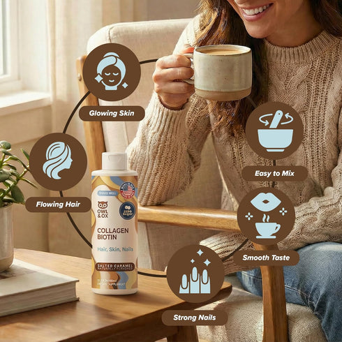 30 Collagen Creamer and Collagen and Biotin Creamer for Coffee For Skin and Hair Support, Salted Caramel, Servings