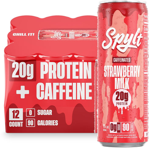 Spylt High Protein Strawberry Milk with 60mg Caffeine & 20g Protein -