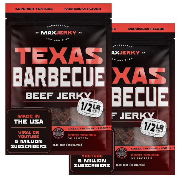 MaxJerky Texas Barbecue Beef Jerky, Smoked Pepper Flavored Jerky, 88 Grams of