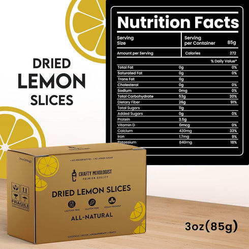 3oz/85gm 23 37 Dried Lemon Slices to Pcs, Citrus Dehydrated Fruit For Cocktails, Lemons For Cocktail and Decor