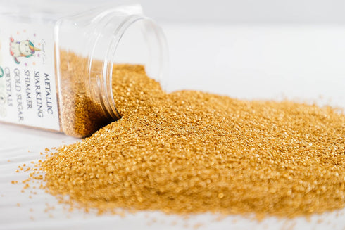 Sweet Evas SHIMMER METALLIC SPARKLING GOLD SUGAR CRYSTALS-Dairy Free,Gluten Free,Egg Free,Vegan,Soy Free,Nuts