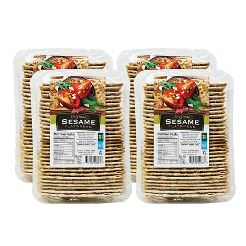 Sophia Flatbread Crackers - Original Sesame 10oz (4-pack) | Crunchy Flatbread Crackers