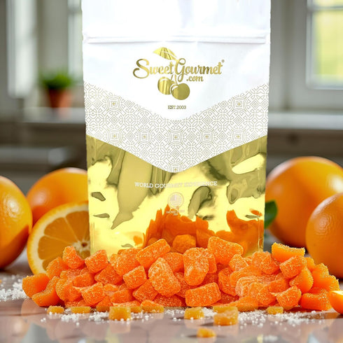 4-Pound SweetGourmet Orange Fruit Slices, Sugar Coated Jelly Candy, Bulk Bag, Naturally Flavored, Gluten-Free