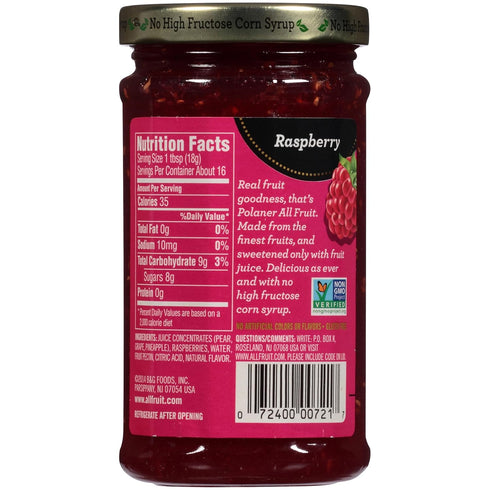 Polaner 10 All Fruit Spreadable Fruit, Red Raspberry, Ounce