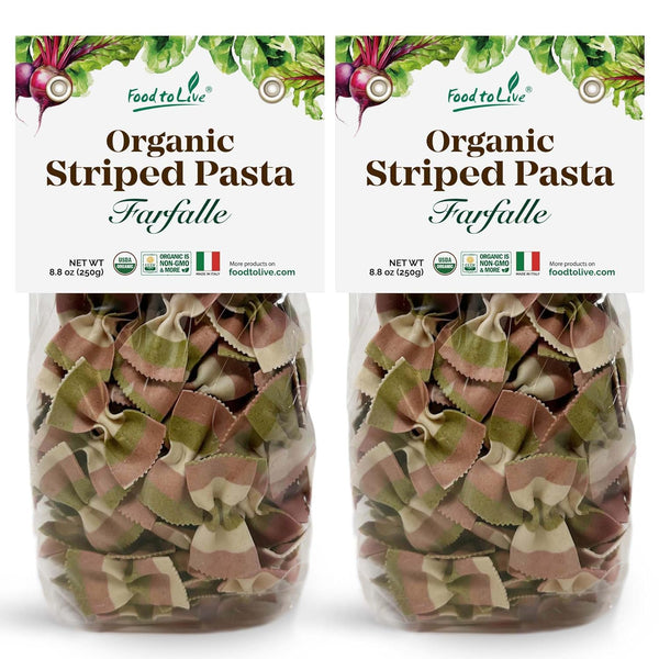 Food to Live Organic Striped Farfalle Pasta, 8.8 oz (Pack of 2)