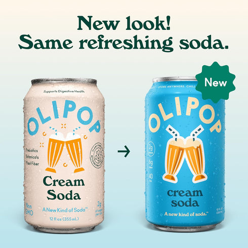 12 oz (4 OLIPOP Prebiotic Soda Pop, Cream Soda, Prebiotics, Botanicals, Plant Fiber, fl Cans)
