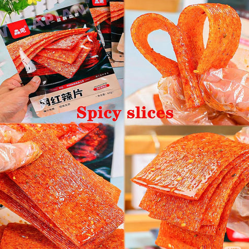 QIXINLIZYY 5 Packs 62g/2.19oz Pack (Packs 5, Latiao Spicy Strips, Spicy Sweet Gluten Latiao, Chinese Spicy Casual Snack